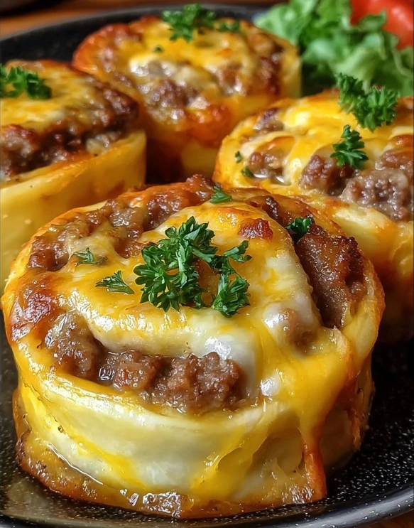 Garlic Butter Cheeseburger Rollups