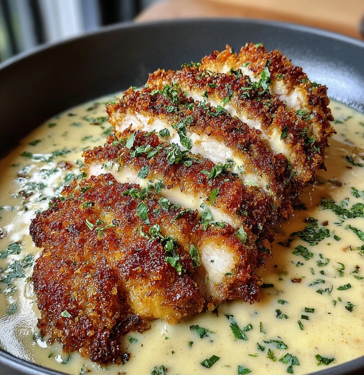 Crispy Chicken with Creamy Garlic Herb Sauce