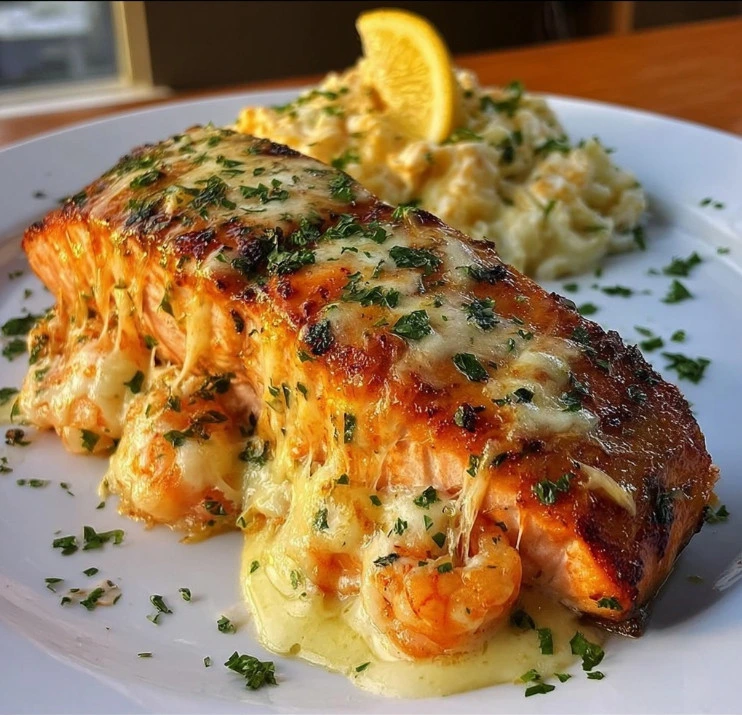 Cheesy Shrimp-Stuffed Salmon