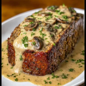 Savory Mushroom Gravy Meatloaf