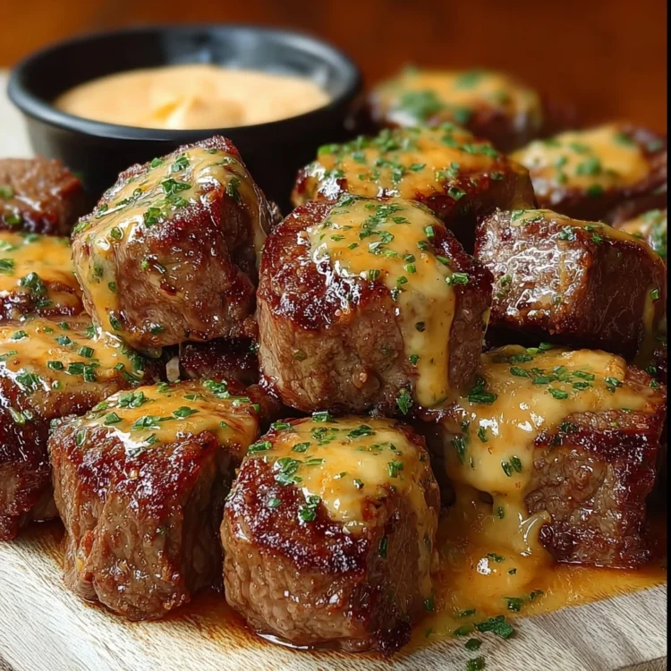 Garlic Butter Steak Bites with Cheese