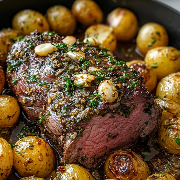 Herb-Garlic Lamb & Roast Potatoes