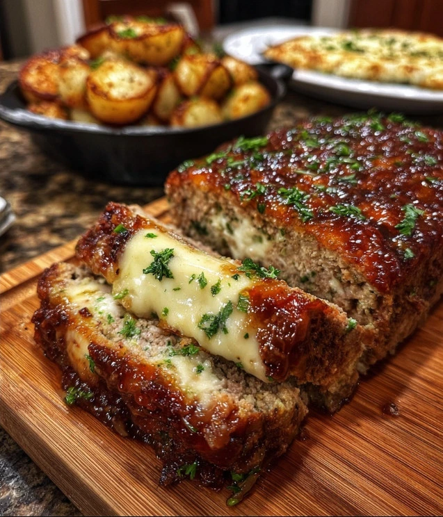 Cheesy Mozzarella-Stuffed Meatloaf