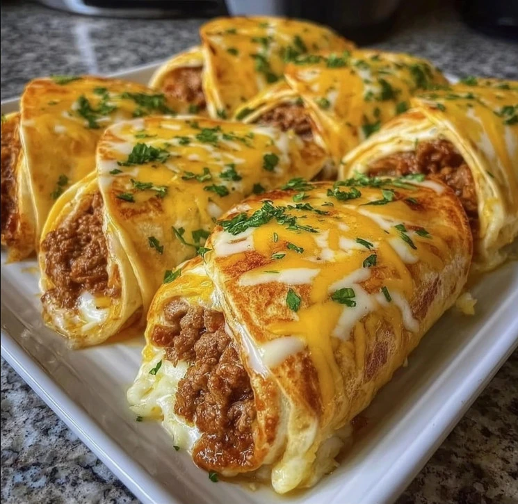 Cheesy Beef Stuffed Tortilla Wraps