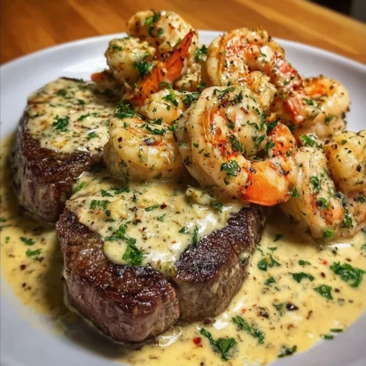 Creamy Garlic Butter Steak & Shrimp Surf and Turf