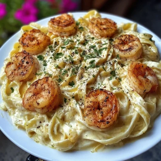 Creamy Garlic Shrimp Fettuccine Alfredo