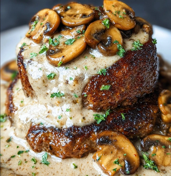 Keto Burger Steak with Mushroom Gravy