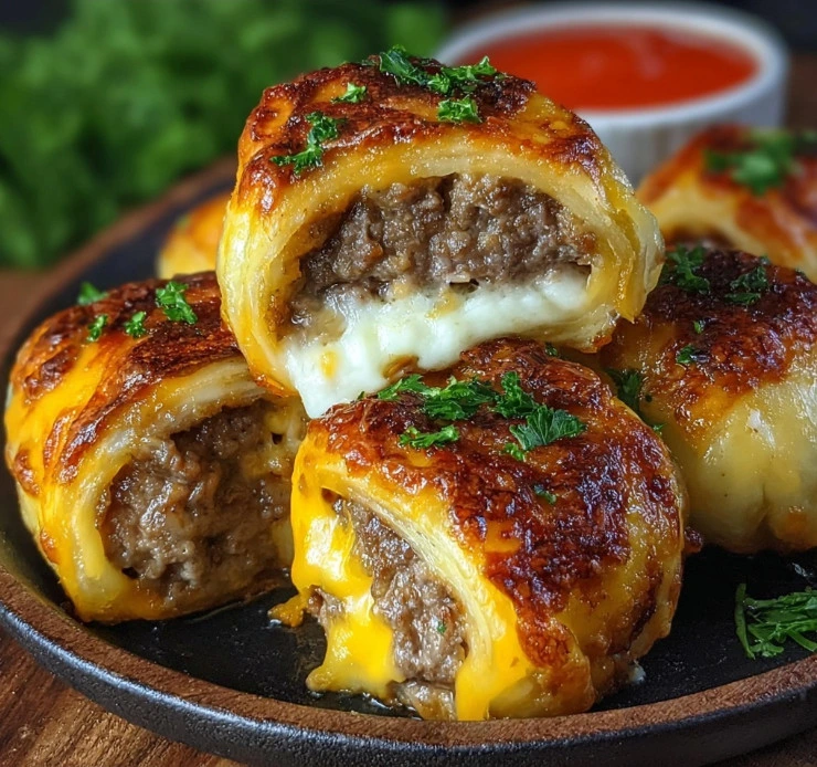 Garlic Butter Cheeseburger Rollups