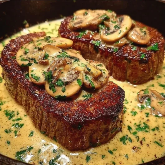 Filet Mignon with Creamy Garlic Mushroom Sauce