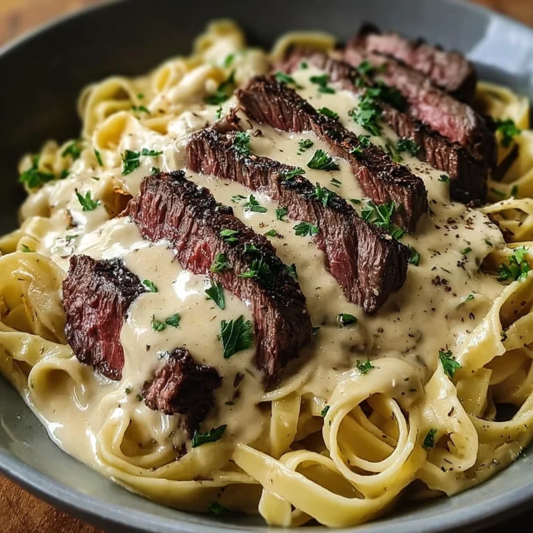 Creamy Steak Alfredo Fettuccine
