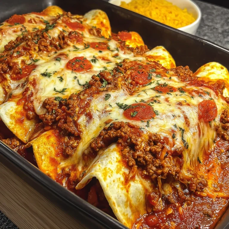 Cheesy Pizza Enchiladas with Ground Beef