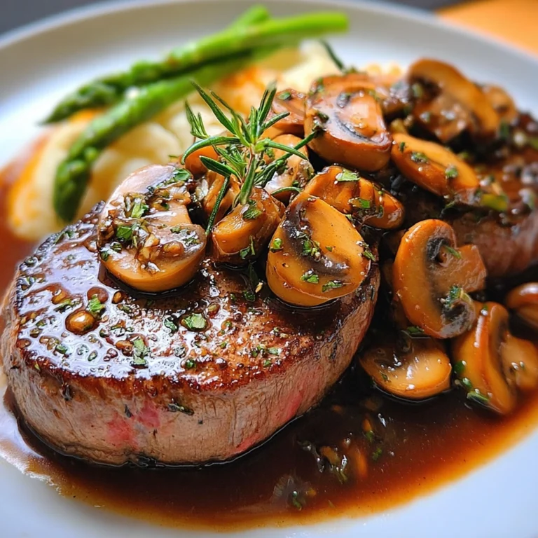 Garlic Herb Steak with Mushroom Wine Sauce