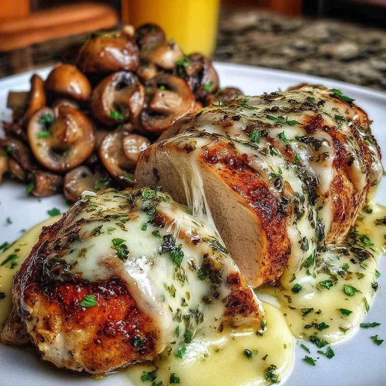 Cheese-Stuffed Mushroom Chicken Breast