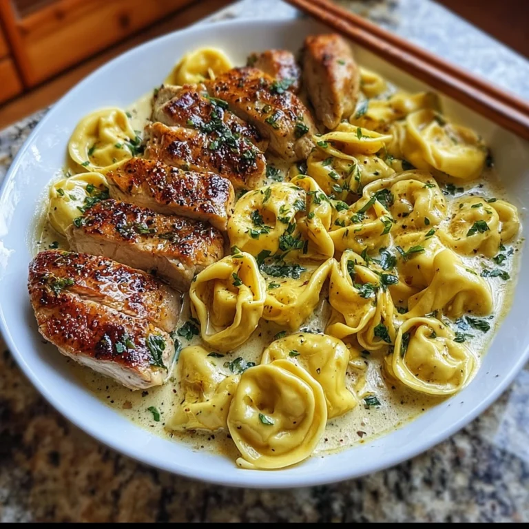 Garlic Butter Chicken Tortellini in Parmesan Cream Sauce