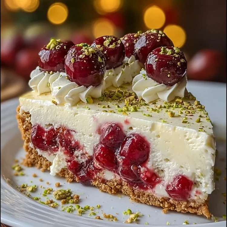 Cherry Pistachio Cheesecake Delight