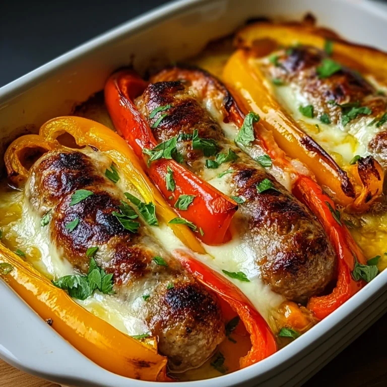 Cheesy Baked Sausages with Peppers