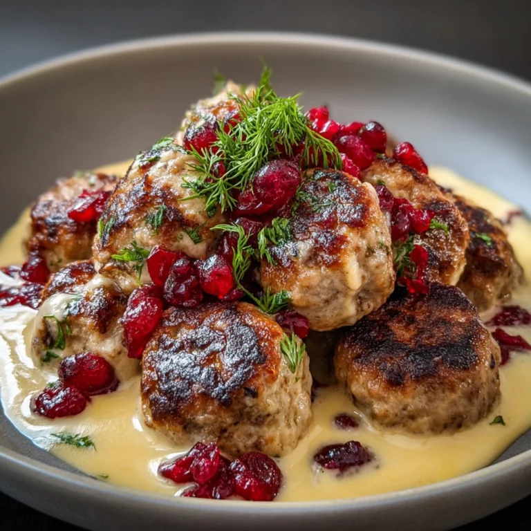 Swedish Meatballs with Cream Sauce & Lingonberries