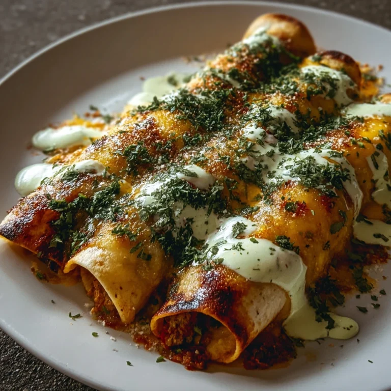 Cheesy Beef Enchiladas with Creamy Cilantro Sauce