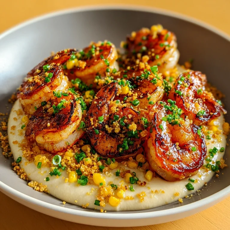 Roasted Shrimp with Smoked Pepper, Cream of Corn & Golden Breadcrumbs