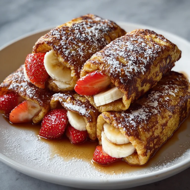 French Toast Roll-Ups with Strawberries & Bananas