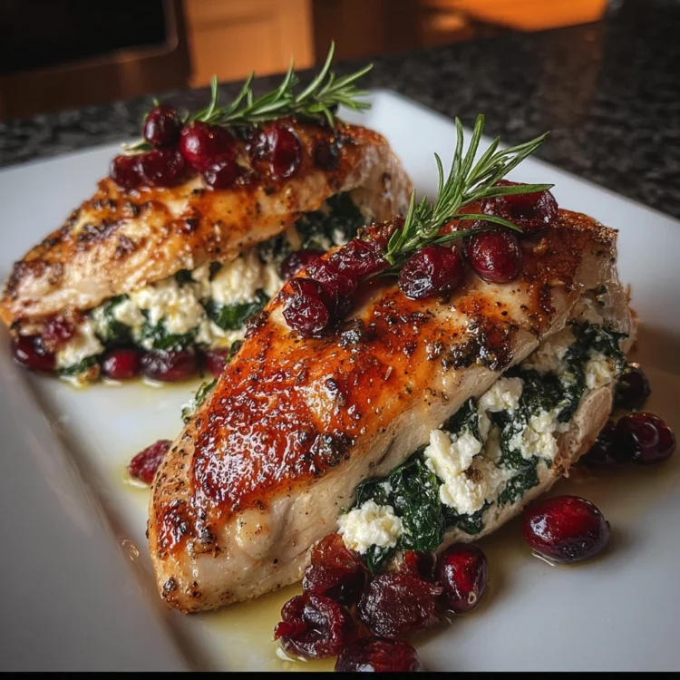 Cranberry & Spinach Stuffed Chicken Breasts with Cream Cheese