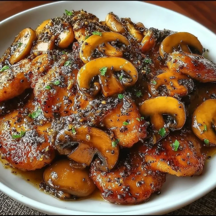 Garlic Black Pepper Chicken with Mushrooms