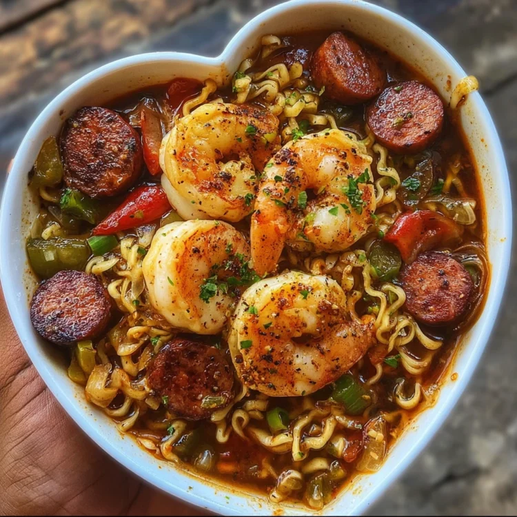 Cajun Shrimp & Sausage Ramen Bowl