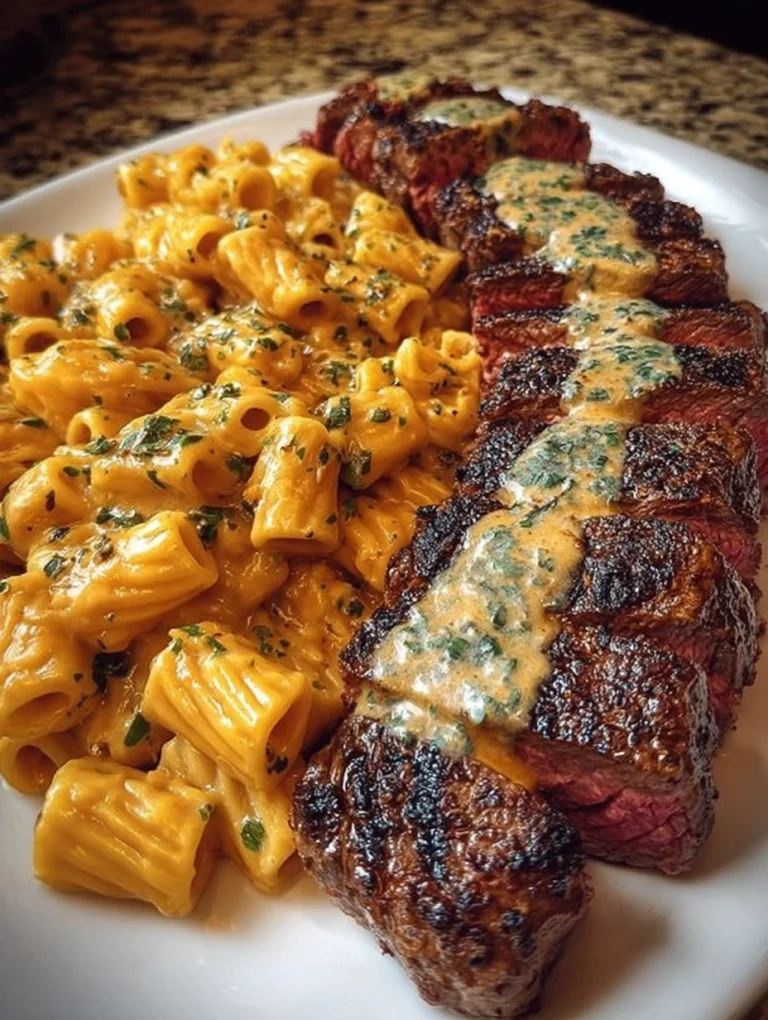 Garlic Butter Steak Bites with Cheesy Mozzarella Rigatoni