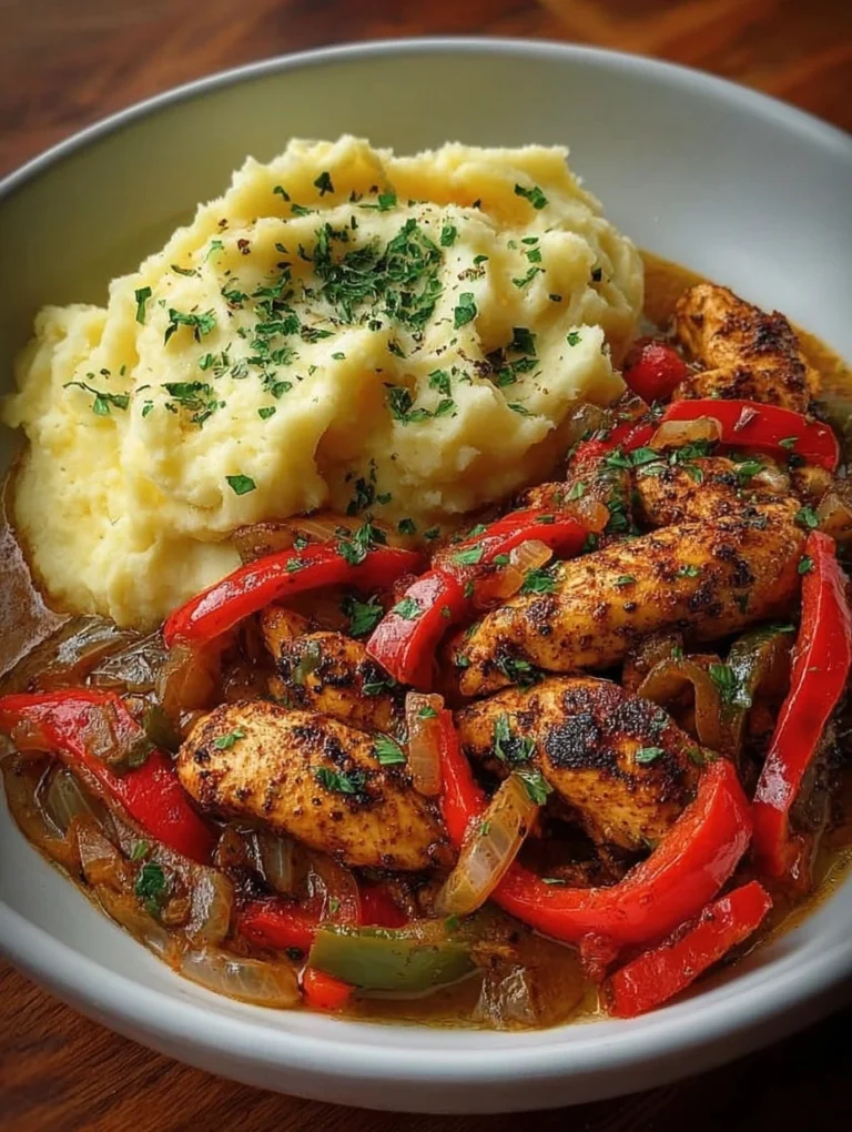 Cajun Chicken with Sautéed Peppers & Creamy Mashed Potatoes
