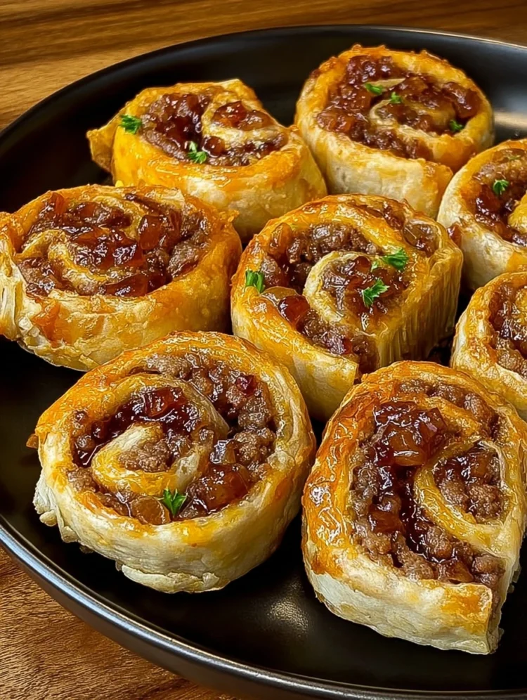 Caramelized Onion & Spiced Beef Pinwheels