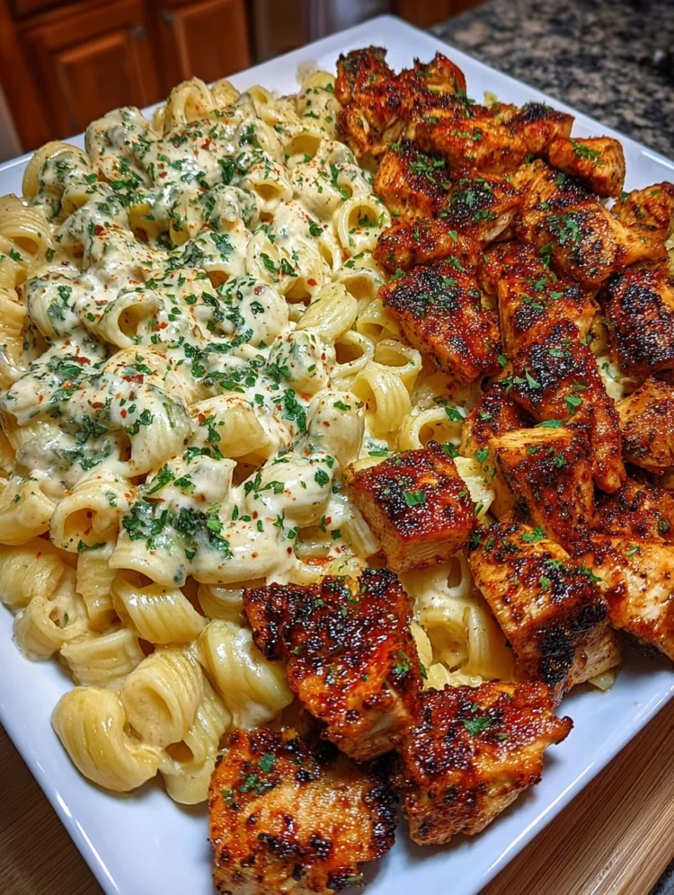 Blackened Chicken with Creamy Garlic Parmesan Pasta