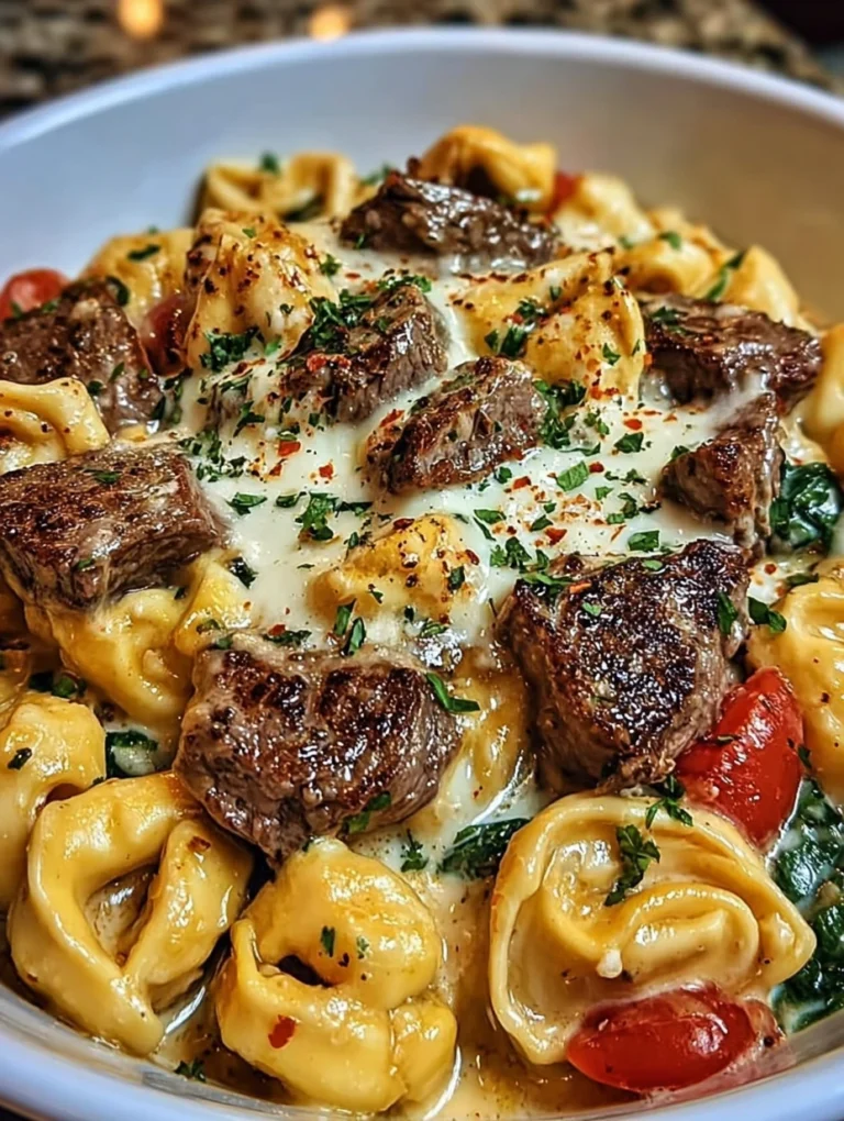 Creamy Steak & Cheese Tortellini Skillet