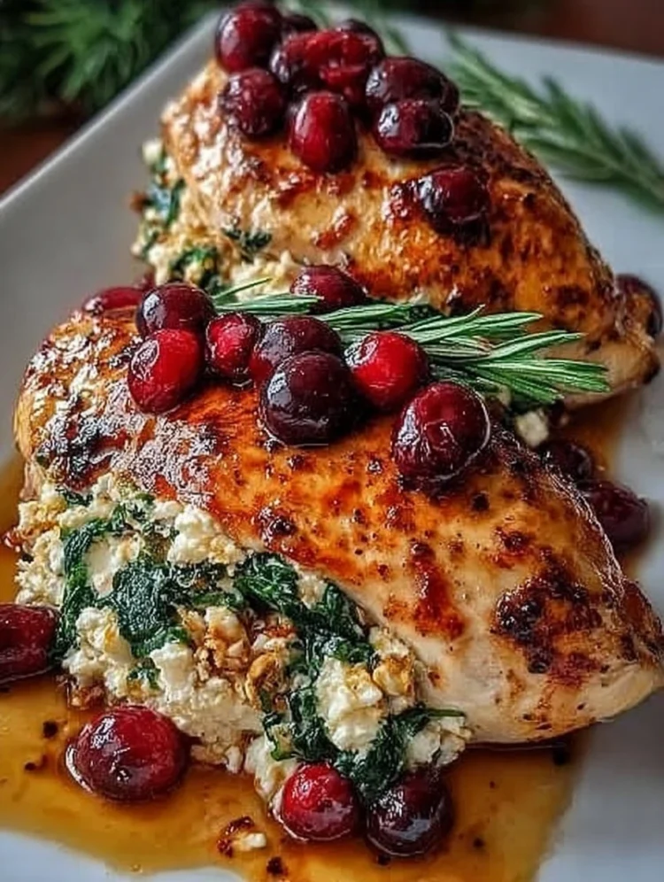 Cranberry-Stuffed Chicken Breast with Spinach & Feta