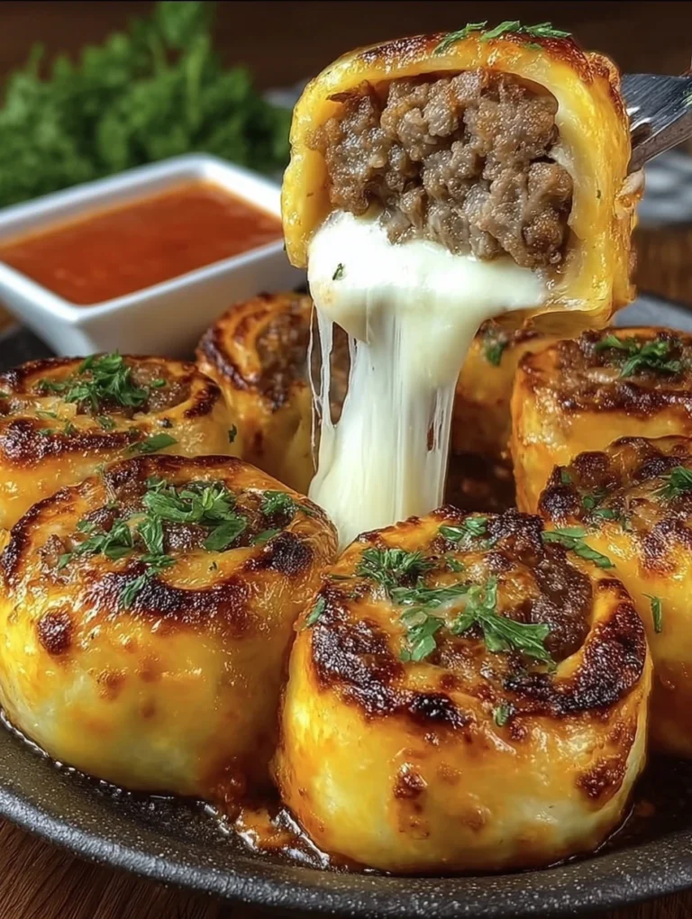 Cheesy Stuffed Meat & Mozzarella Pizza Rolls