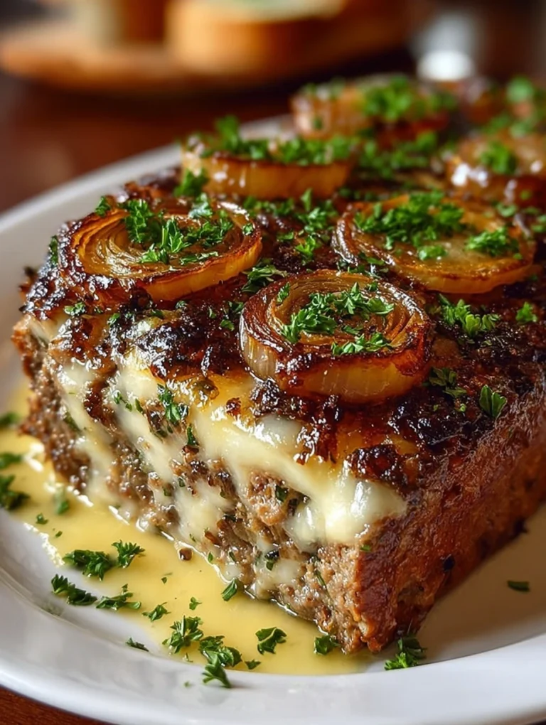French Onion Soup-Inspired Cheese-Stuffed Meatloaf