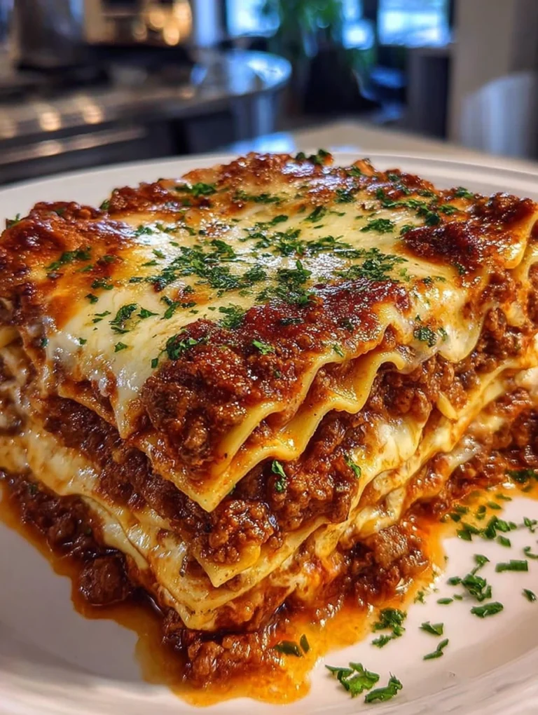 Classic Meat Lasagna with Rich Bolognese & Creamy Cheese Layers