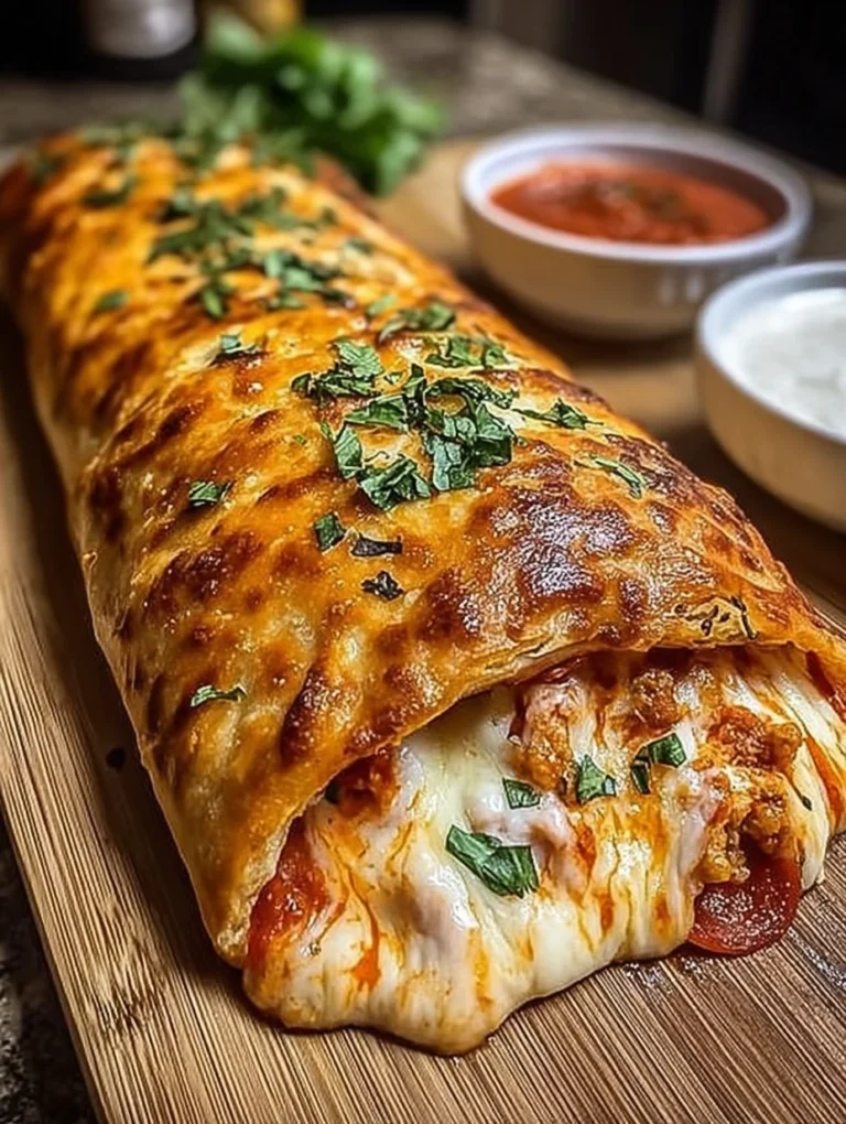 Cheesy Stromboli with Sausage & Pepperoni