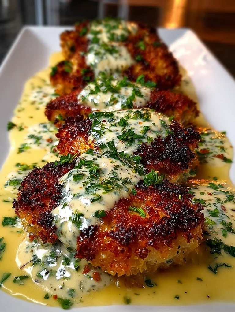 Crispy Parmesan Chicken with Creamy Garlic Sauce