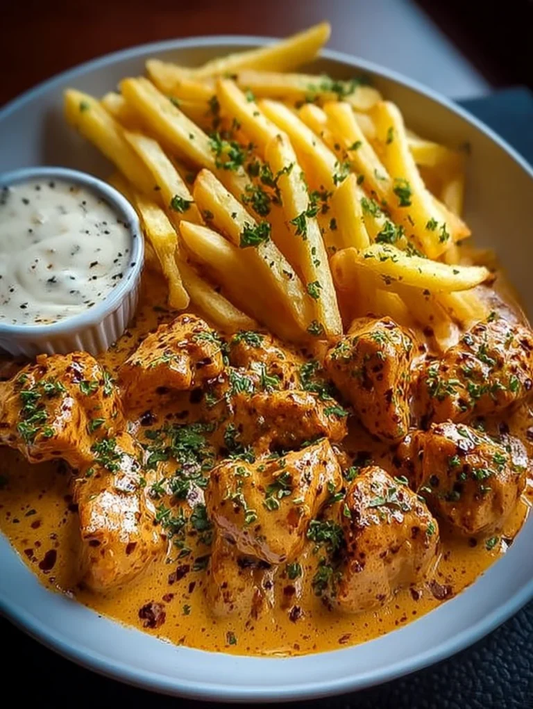 Creamy Paprika Chicken Bites with Herbed Fries