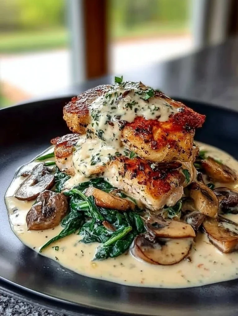 Creamy Garlic Herb Chicken Skillet with Spinach & Mushrooms