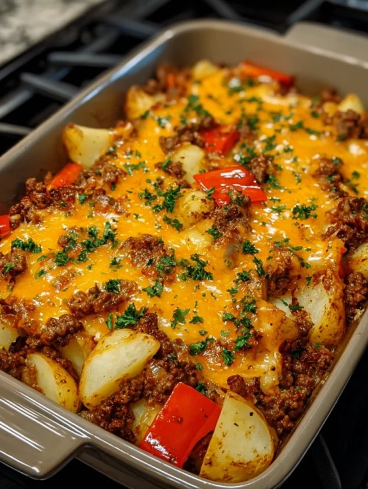 Cheesy Ground Beef and Potato Casserole