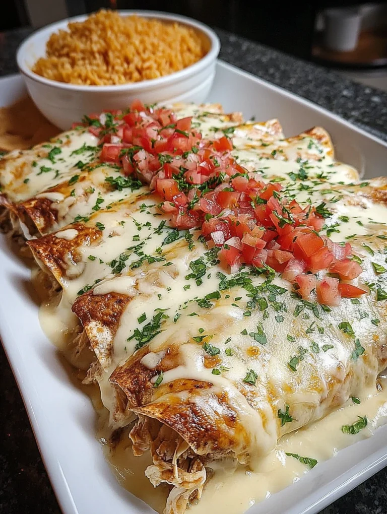 Creamy Chicken Enchiladas with White Cheese Sauce
