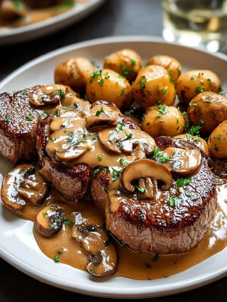 Filet Mignon with Mushroom Wine Sauce