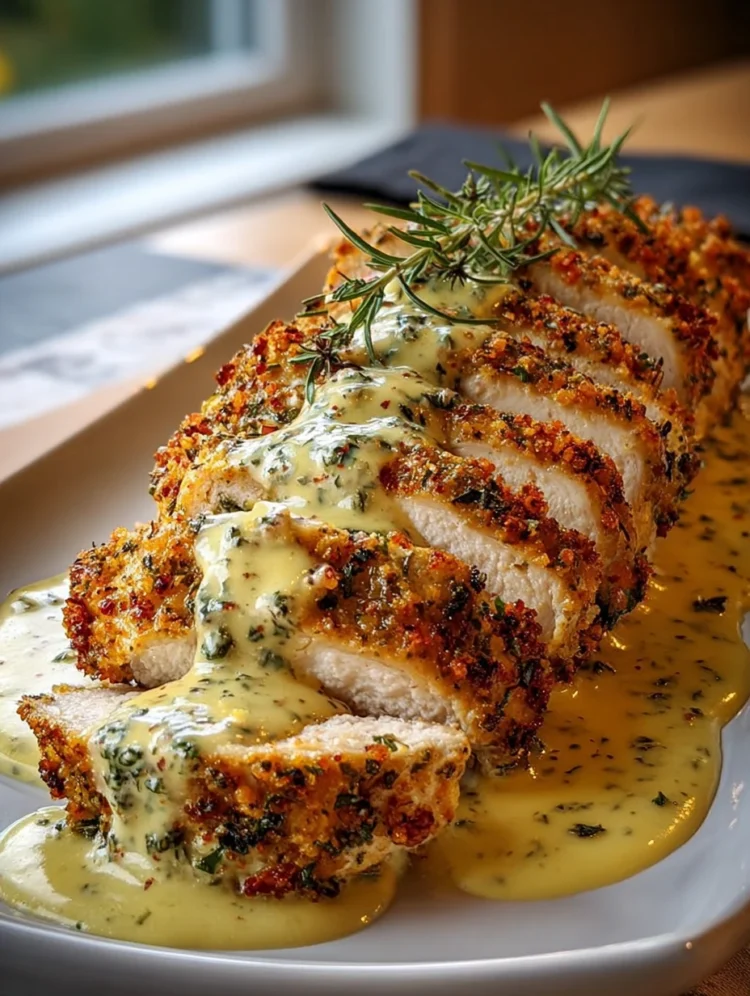 Herb-Crusted Chicken Breast with Creamy Dijon Sauce