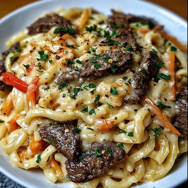 Creamy Garlic Pepper Steak Pasta