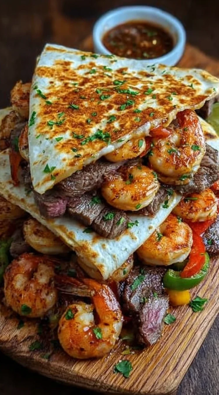 Creole Steak & Shrimp Quesadillas