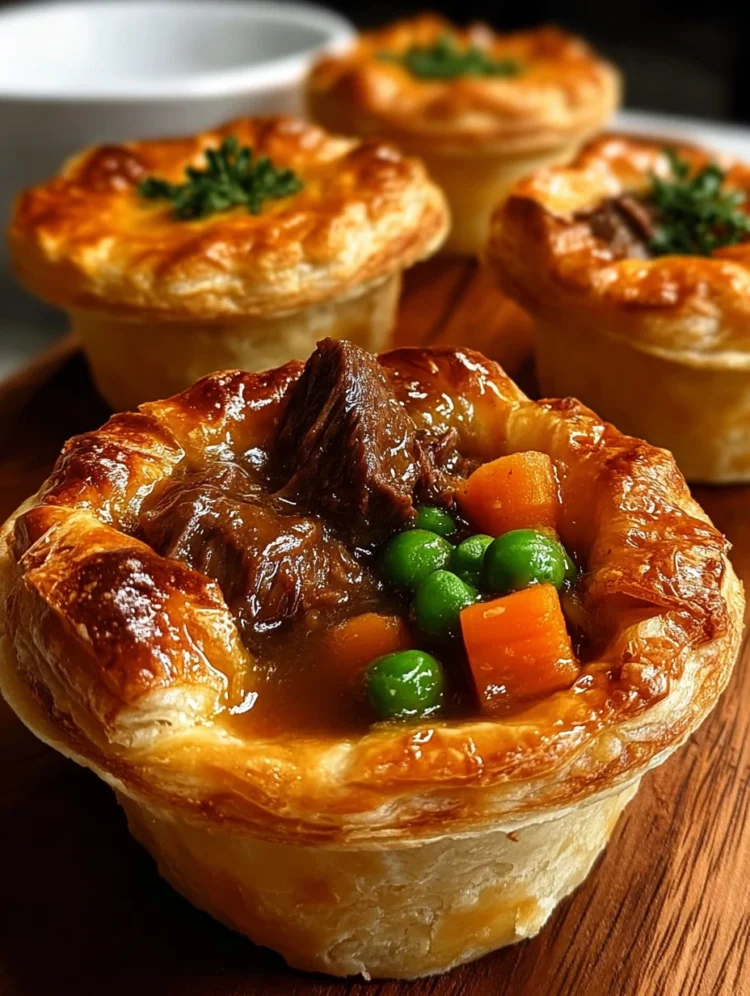 Mini Beef Pot Pies with Veggies & Flaky Crust