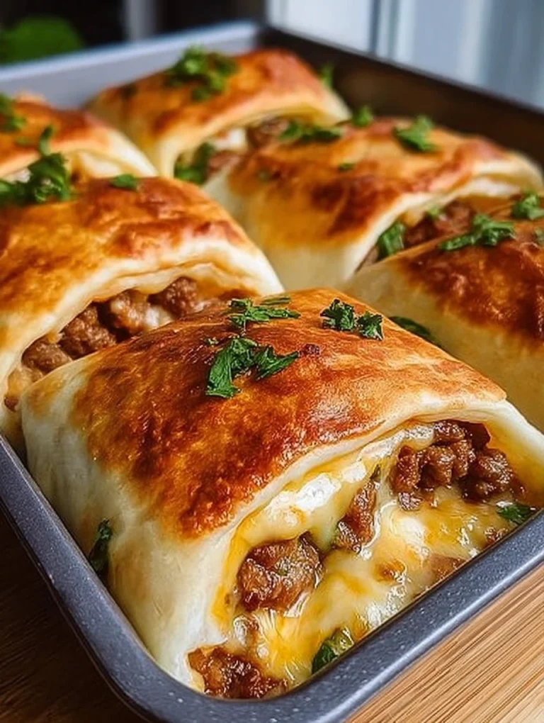 Cheesy Baked Meat-Stuffed Flatbread Pockets