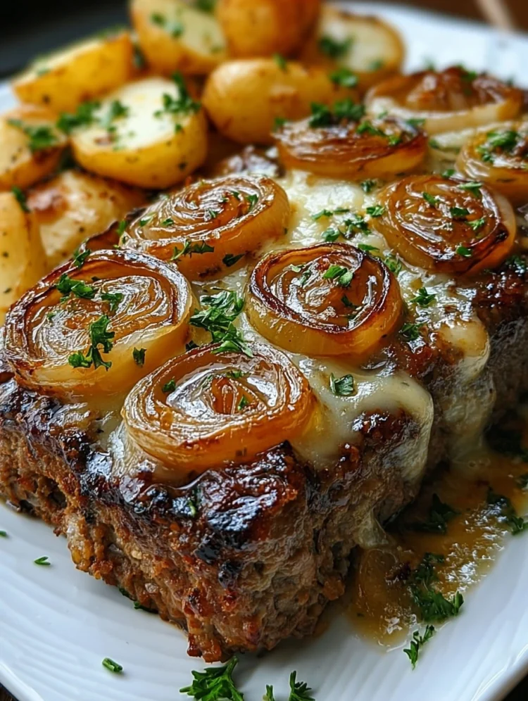 French Onion Cheese-Stuffed Meatloaf