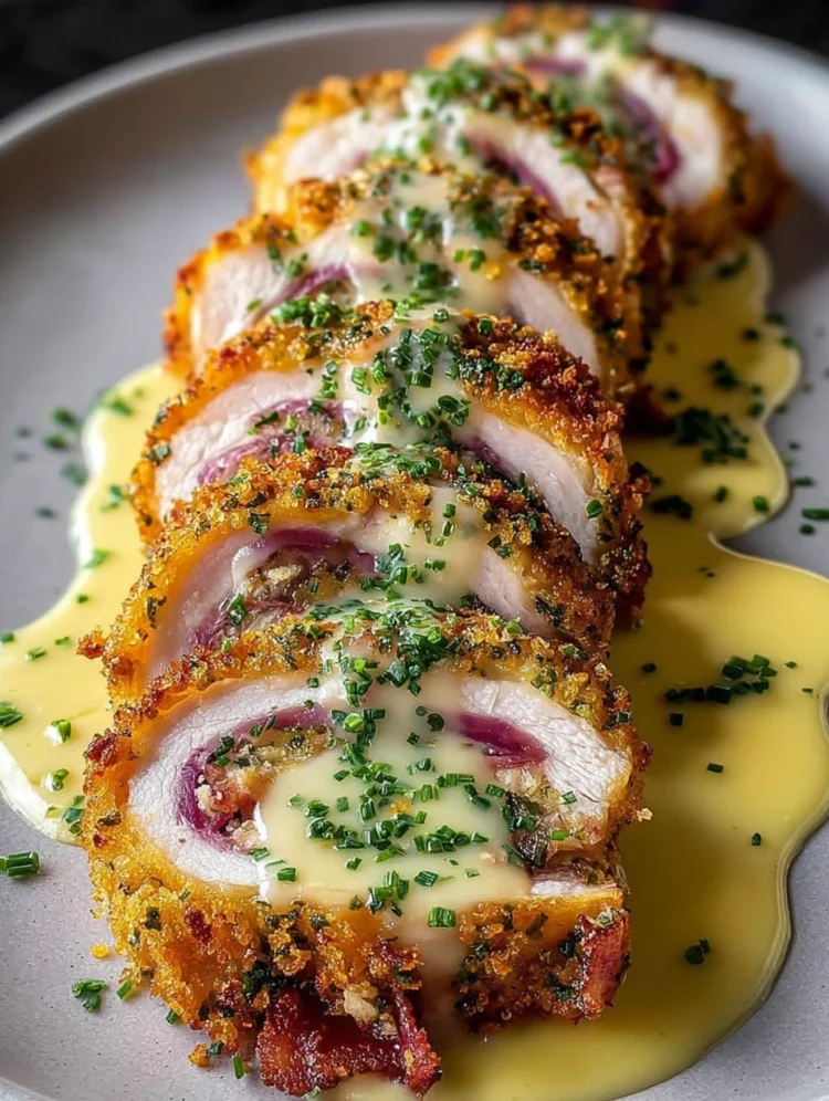 Crispy Chicken Cordon Bleu with Creamy Dijon Sauce